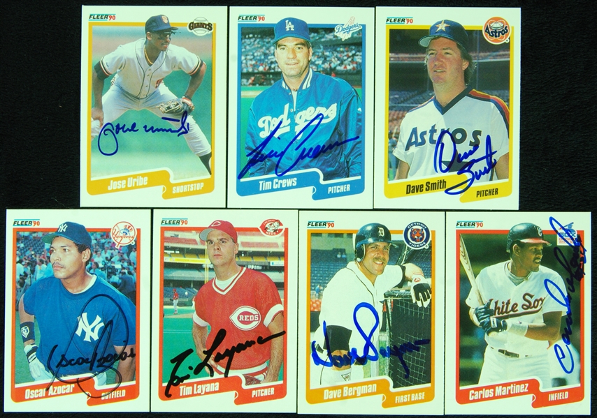 Signed 1990 Fleer Baseball Card Collection (313 different plus 56 different updates, total 369 cards)