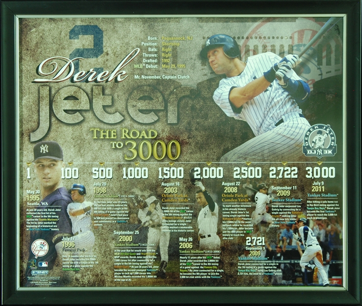 Derek Jeter Unsigned The Road to 3000 Framed Display (Steiner)