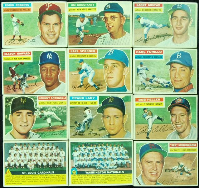 1956 Topps Baseball Partial Set With HOFers, Stars (252)