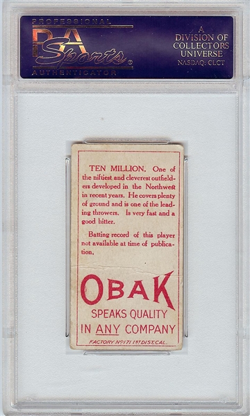 1911 T212 Obak Ten Million PSA 2