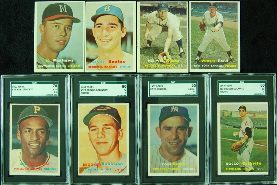1957 Topps Baseball High-Grade Near Set With HOFers, Stars (391/407)