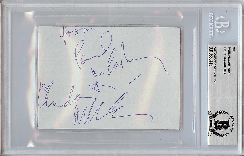 Linda & Paul McCartney Cut Signatures (Graded BAS 10)