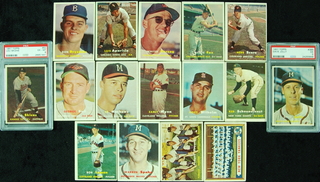 1957 Topps Baseball Partial Set With HOFers, Stars (327/407)