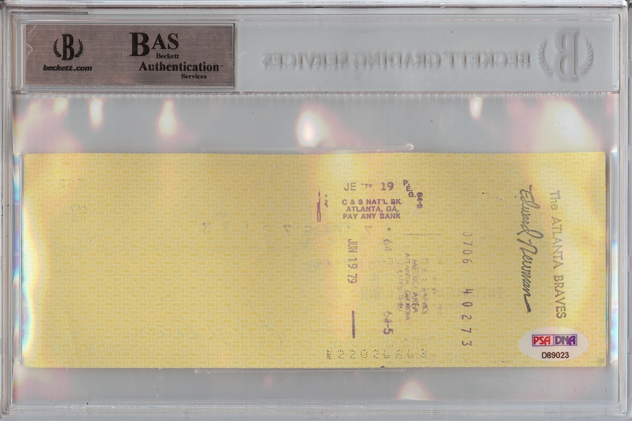 Hank Aaron Signed Check (1979) (PSA/DNA) (BAS)