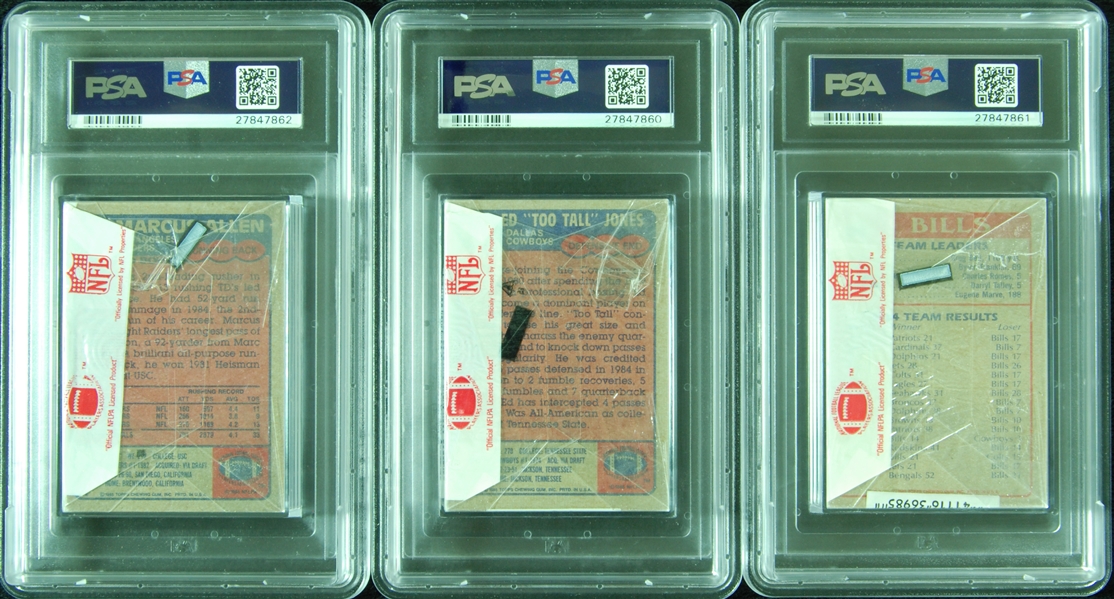 1985 Topps Football Cello Packs with HOFers Showing (3) (All Graded PSA 9)