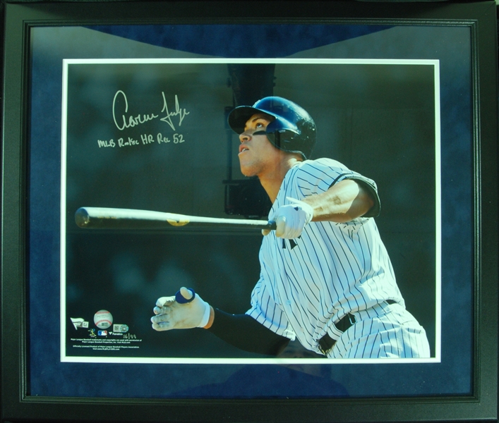 Aaron Judge Signed 16x20 Framed Photo Inscribed MLB Rookie HR Rec 52 (16/99) (Fanatics)