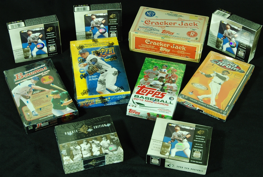 Modern Baseball Wax Boxes with 2004 Cracker Jack, 2000 SPx (10)
