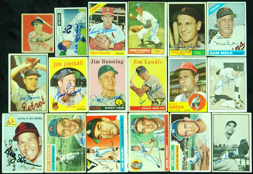 Signed Cards of Players Deceased in 2017 Group with Bunning, Doerr (18)