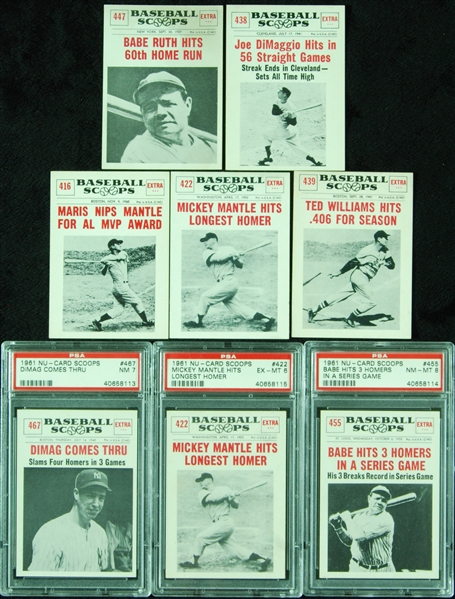 1961 Nu-Card Scoops Baseball Complete Set with Ruth, Mantle & DiMaggio Extras (83)