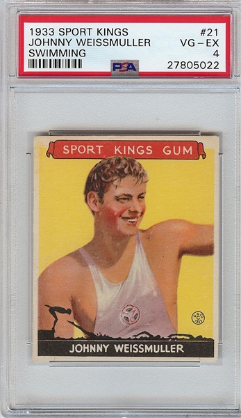 1933 Goudey Sport Kings Johnny Weissmuller (Swimming) No. 21 PSA 4