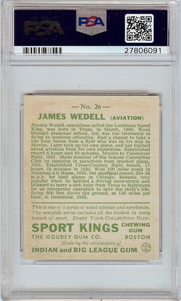 1933 Goudey Sport Kings James Wedell (Aviation) No. 26 PSA 5.5