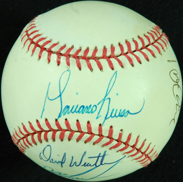 NY Yankees Signed 1996 World Series Baseball with Mariano Rivera, Pettitte, Cone, Gooden, Weathers (5) (JSA)