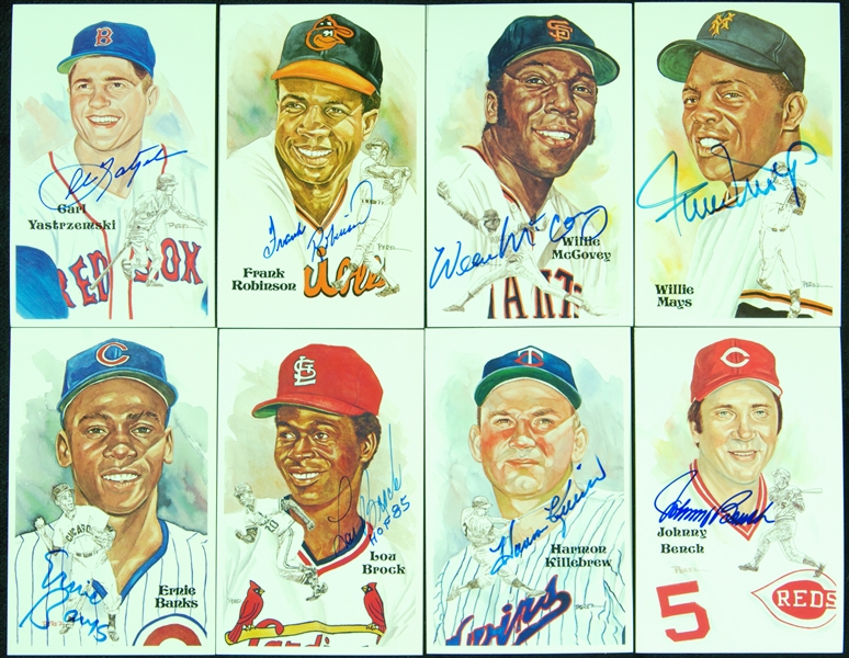 Signed Perez-Steele HOF Postcards Group with Willie Mays (8)