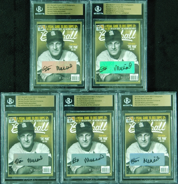 Stan Musial Signed 2015 Beckett Covers NSCC Auto Proofs (#/30) (5)