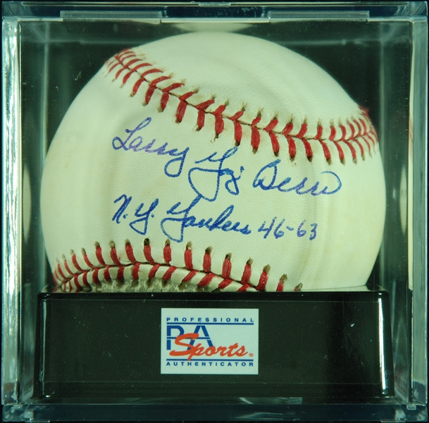 Yogi Berra Full-Name Signed OAL Baseball Inscribed NY Yankees 46-63 (Graded PSA/DNA 9.5)