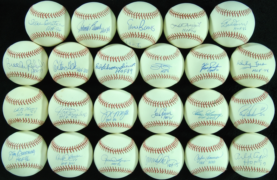 Pristine HOFer Single-Signed Baseball Group All HOF Inscriptions (23) (Steiner)