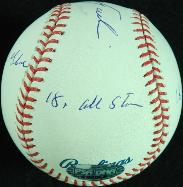 Carl Yastrzemski Single-Signed STAT Baseball with 4 Inscriptions (Steiner) (Graded PSA/DNA 10)