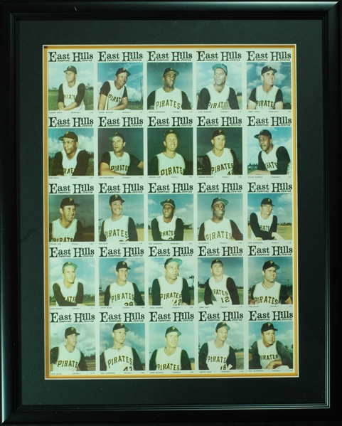 1966 Pittsburgh Pirates East Hills Shopping Center Uncut Sheet with Clemente