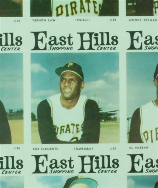 1966 Pittsburgh Pirates East Hills Shopping Center Uncut Sheet with Clemente