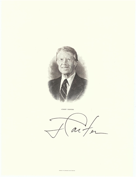 Jimmy Carter Signed 6x8 White House Engraving (PSA/DNA)