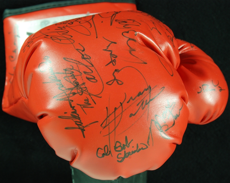 Boxing Greats Multi-Signed Boxing Glove (39) with Pernel Whitaker, Spinks, LaMotta (BAS)