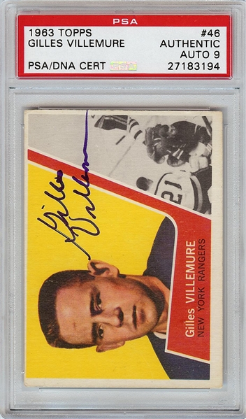 Gilles Veillemure Signed 1963 Topps RC No. 48 (Graded PSA/DNA 9)