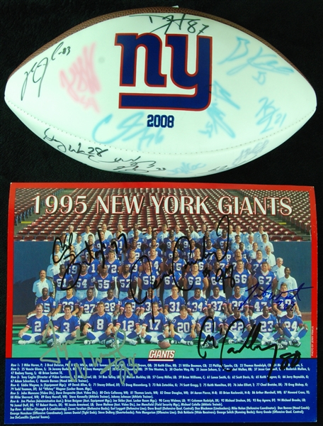 New York Giants Football Group with Signed Footballs, Seagram's Mirror