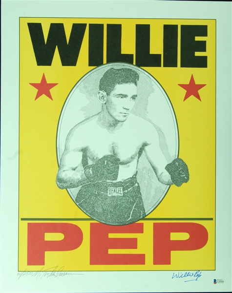 Willie Pep Signed 16x20 Murray Tinkelman Prints Group (23)