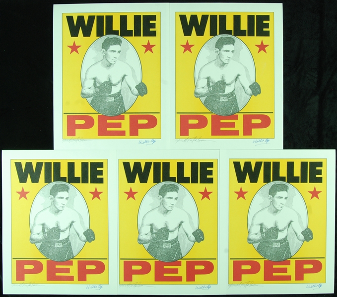 Willie Pep Signed 16x20 Murray Tinkelman Prints (5) 