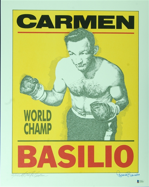 Carmen Basilio Signed 16x20 Murray Tinkelman Print (40/250) (BAS)