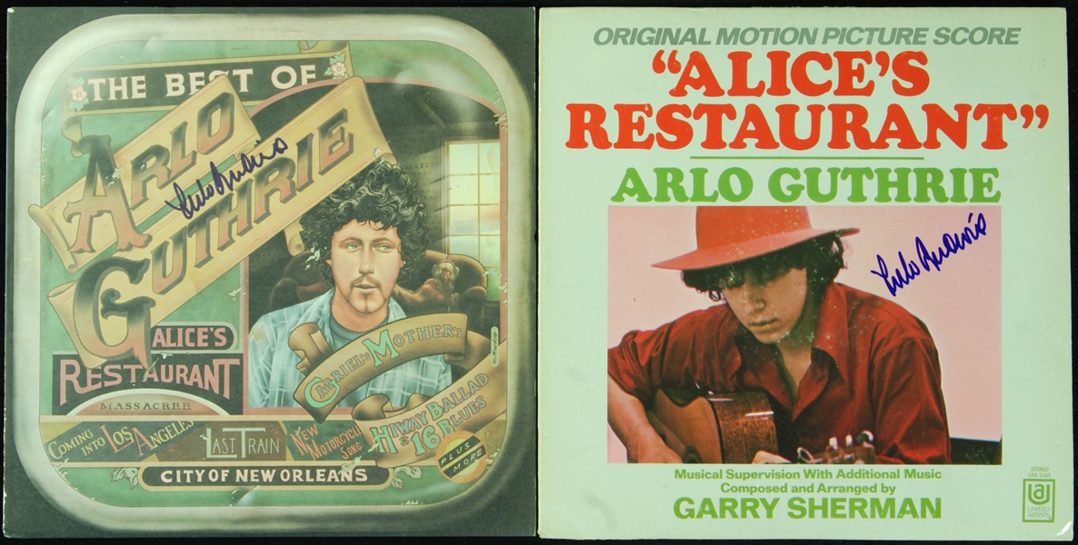 Arlo Guthrie Signed Alice's Restaurant Albums Pair (2)