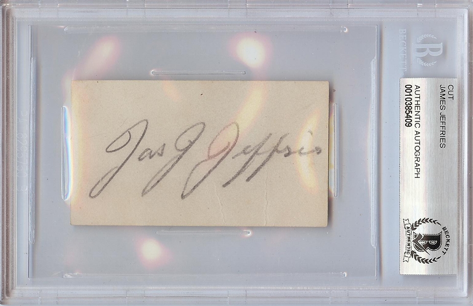 James J. Jeffries 2.75x1.5 Cut Signature (BAS)