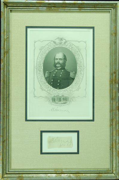 Civil War General Ambrose E. Burnside Cut Signature Framed Display (BAS)