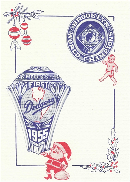 1955 Brooklyn Dodgers Christmas Card With Team Photo