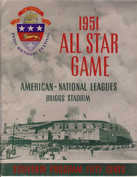 Multi-Signed 1951 All-Star Game Program with Greenberg, Sam Crawford (4) (BAS)