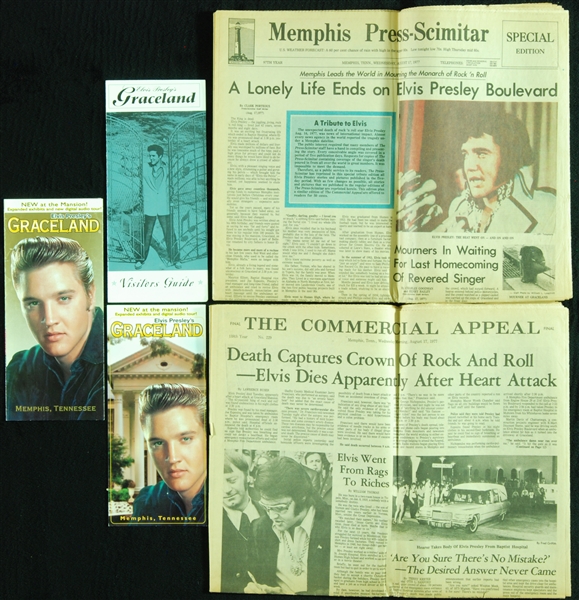 Elvis Presley Original Newspapers Announcing Death with Graceland Brochures (5)