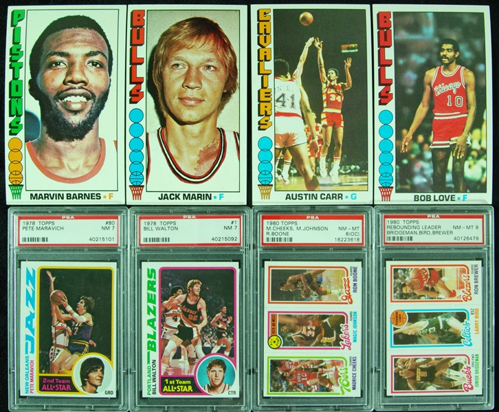 1970’s Topps Basketball Grouping, Six Dozen HOFers, 10 Slabbed (354)