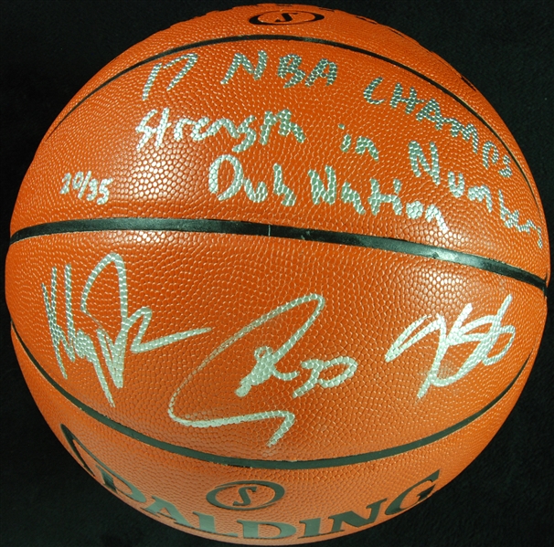 Stephen Curry, Klay Thompson & Kevin Durant Signed Basketball with Multiple Inscriptions (20/35) (Panini) (Fanatics)