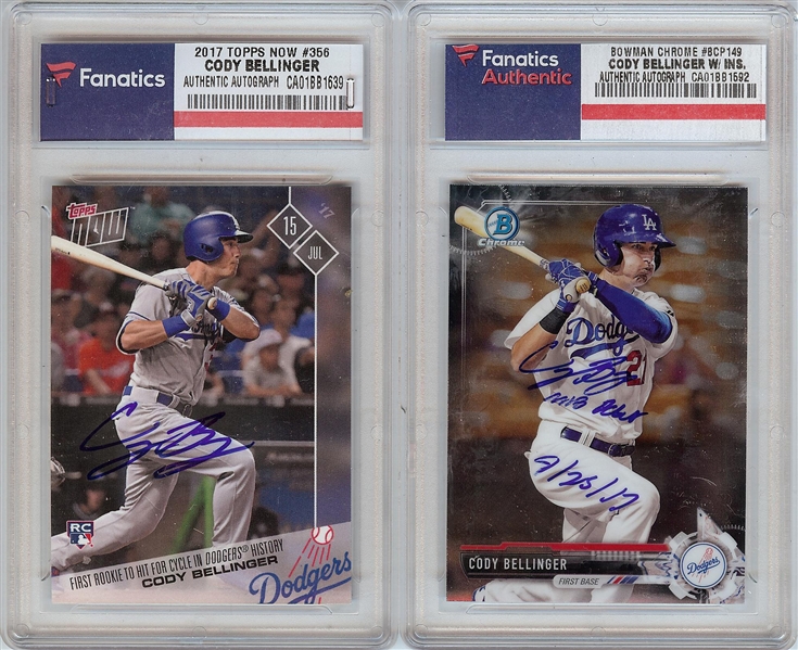 Cody Bellinger Signed 2017 Bowman Chrome & Topps Now Cards (Fanatics)