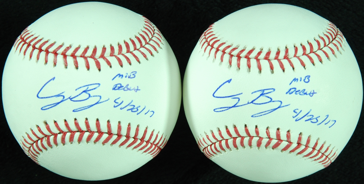 Cody Bellinger Single-Signed Baseballs with MLB Debut Inscriptions (2) (Fanatics)