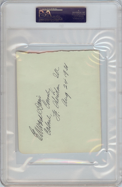 Chick Evans Signed Album Page with Lengthy Inscription (1931) (Graded PSA/DNA 7)