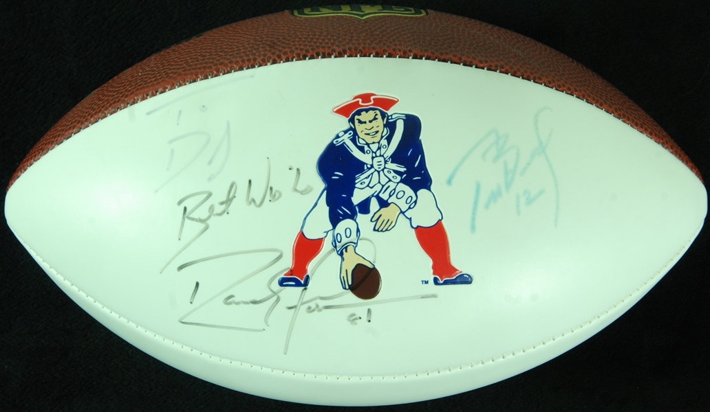 Tom Brady & Randy Moss Signed Patriots Logo Football (BAS)