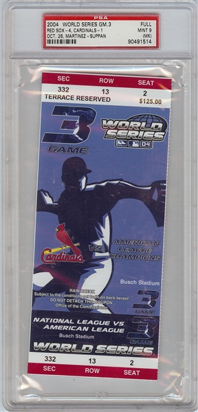 2004 World Series Game 3 Full Ticket (Red Sox 4, Cards 1) Graded PSA 9 (MK)