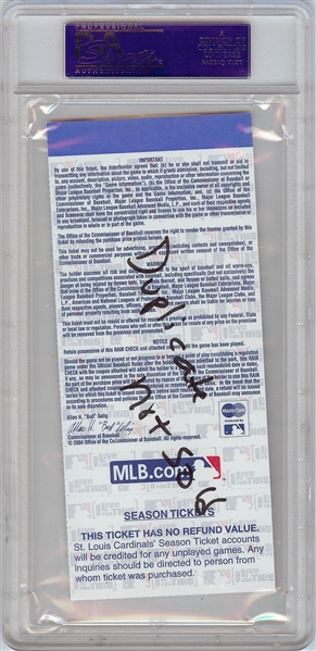 2004 World Series Game 3 Full Ticket (Red Sox 4, Cards 1) Graded PSA 9 (MK)