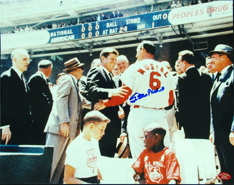 Stan Musial Signed 11x14 Photo with John F. Kennedy (Stan the Man)
