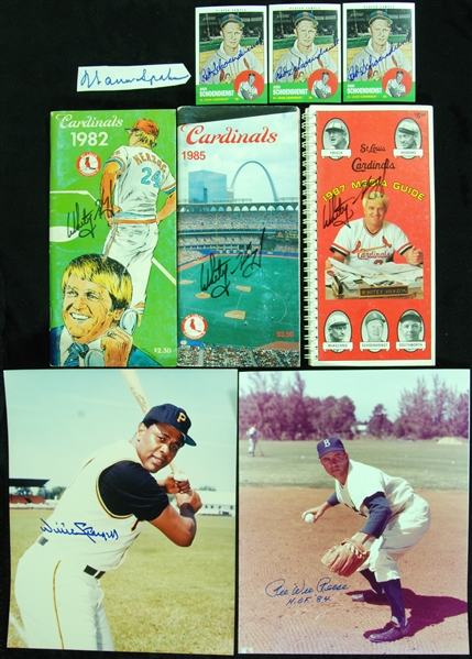 HOFer Signed Photo, Card & Media Guide Group with Reese, Stargell (9)