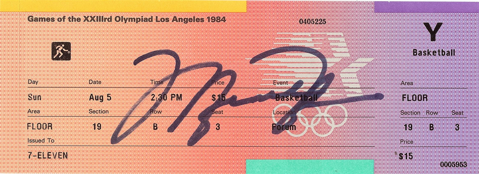 Michael Jordan Signed 1984 Olympics Basketball Ticket (JSA)