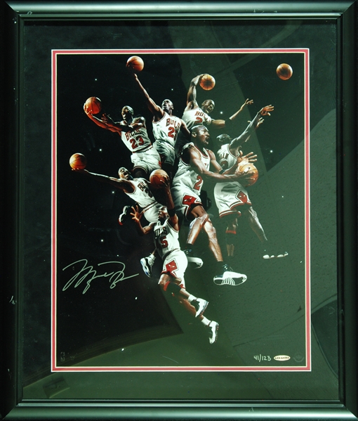 Michael Jordan Signed 16x20 Framed Swarm Photo (41/123) (UDA)