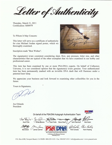 Michael Jordan Signed 24x24 Air Jordan Poster (PSA/DNA)