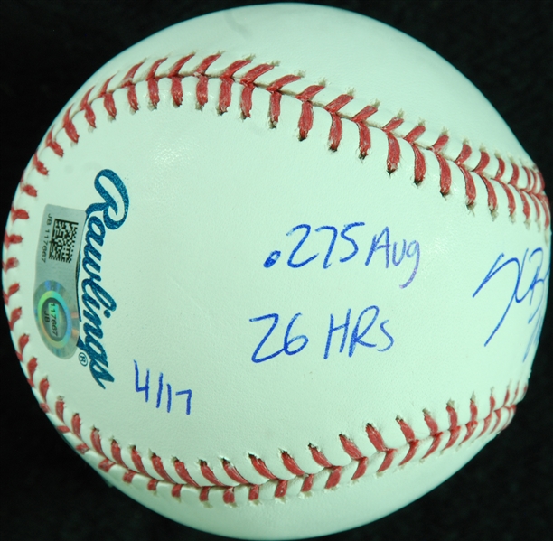 Kris Bryant Single-Signed STAT OML Baseball 2015 NL ROY (MLB) (Fanatics)